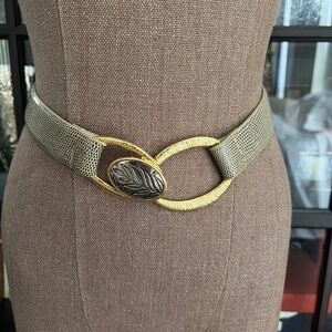Rare Chicos adjustable Faux Snake Skin Belt with gold and silver buckle